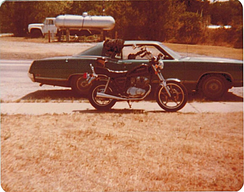 1980 Jeff's new Suzuki with 1969 Ford LTD.jpg